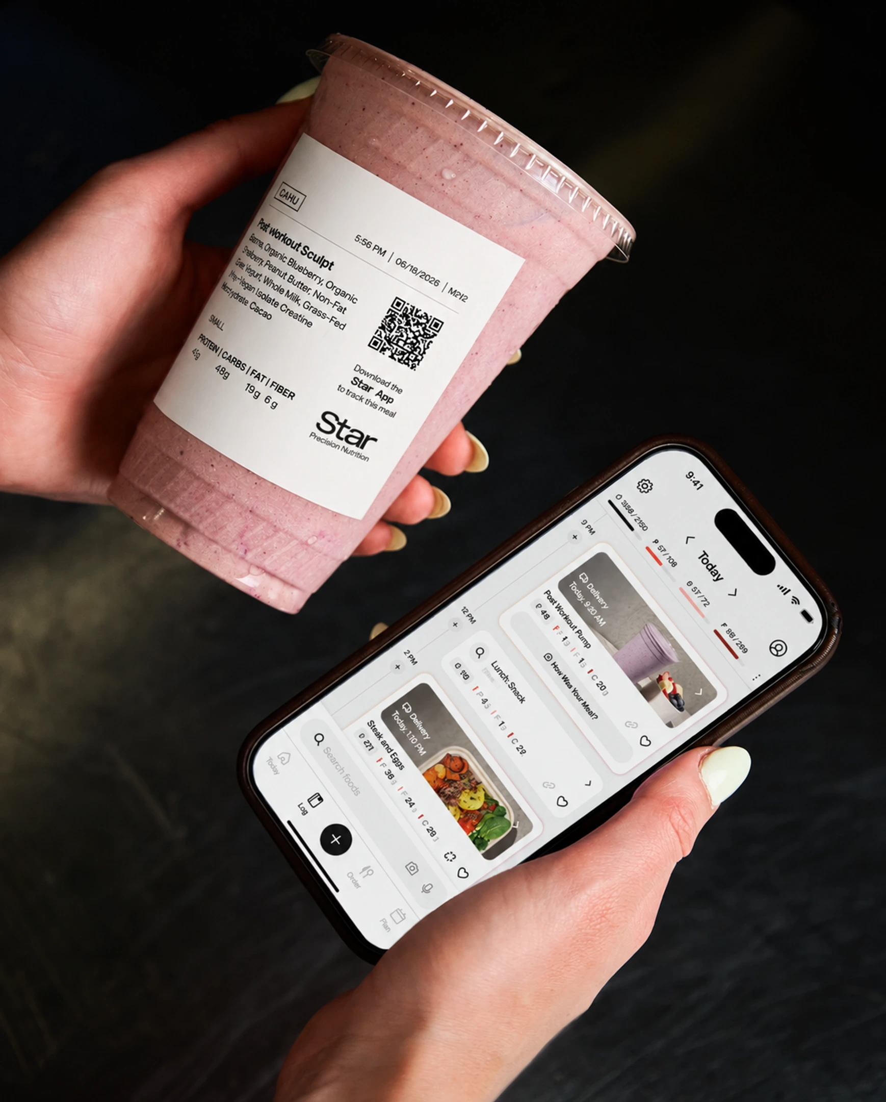 A Star smoothie with its ingredient and nutrition information