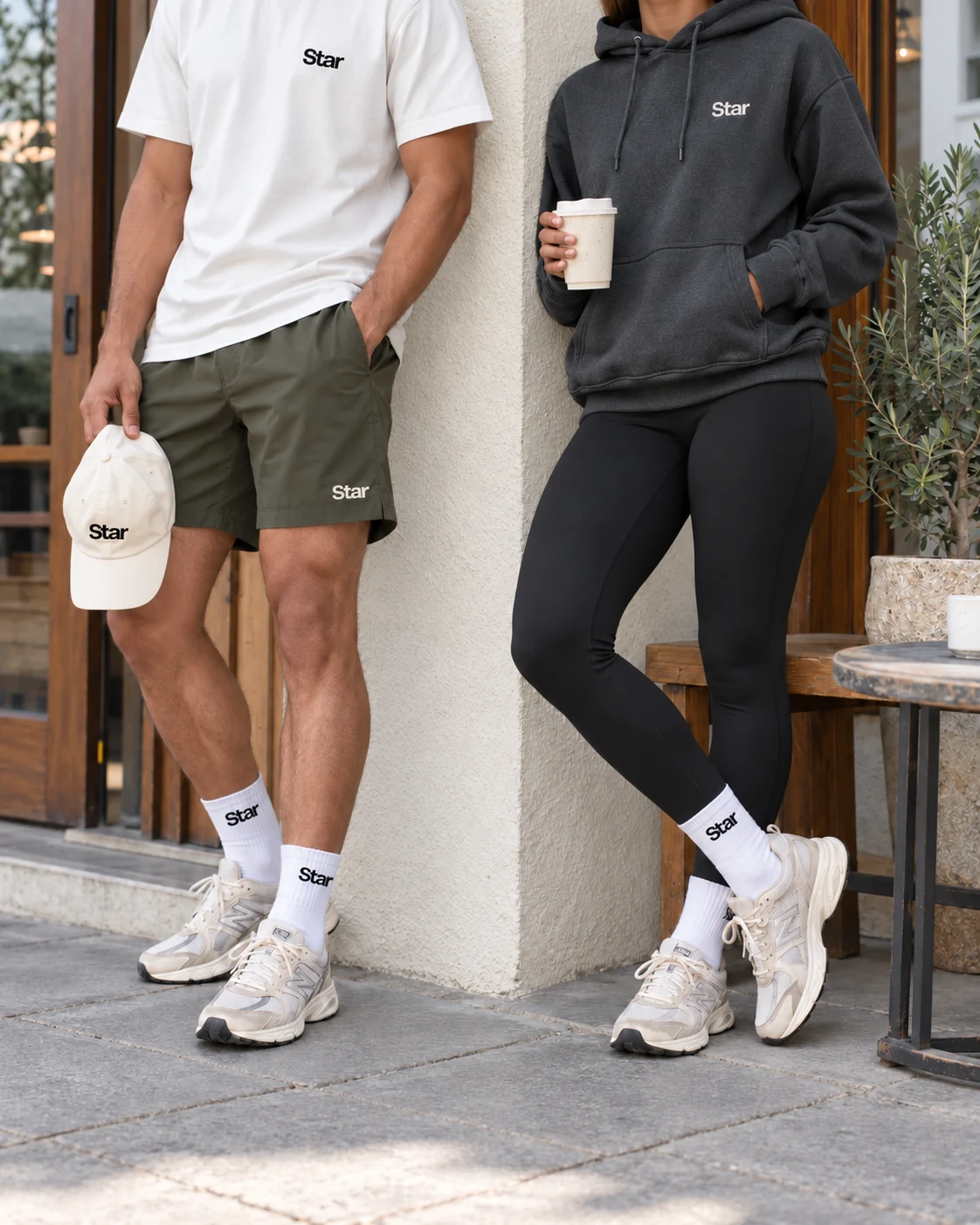 Star apparel on models photographed below the shoulders, with no faces visible