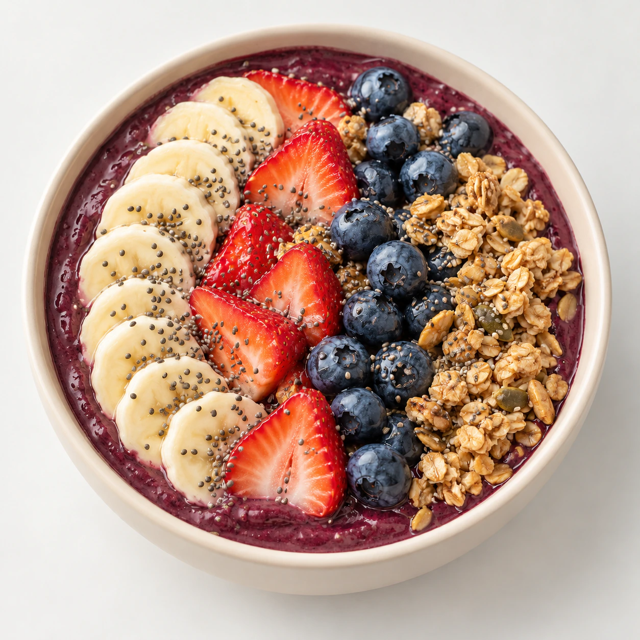 Acai bowl with fresh fruit and granola