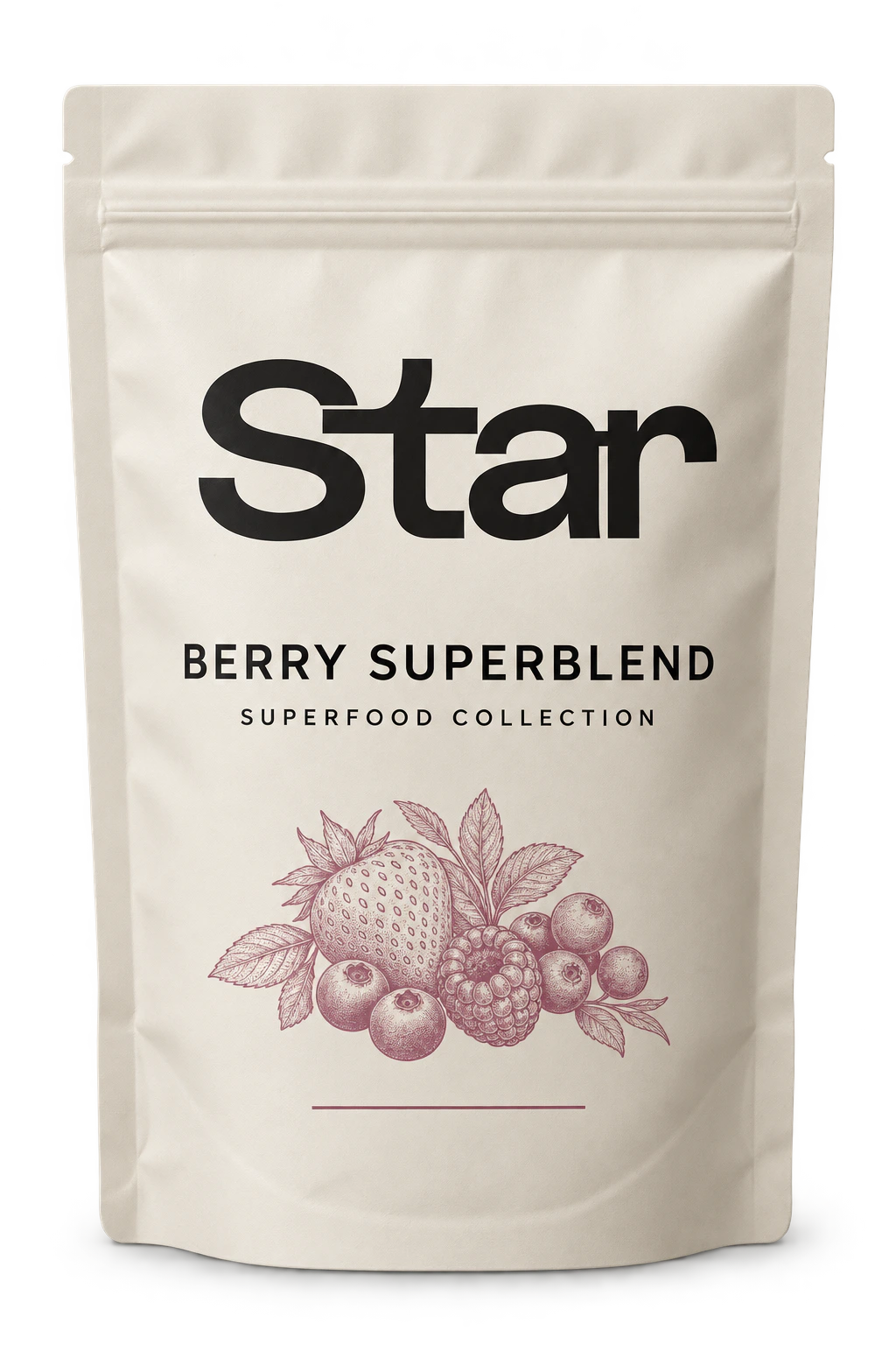 Star Berry Superblend in a cream pouch