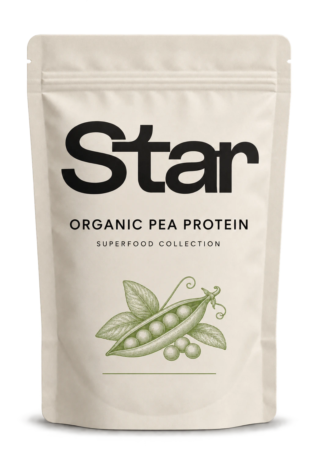 Star Organic Pea Protein in a cream pouch