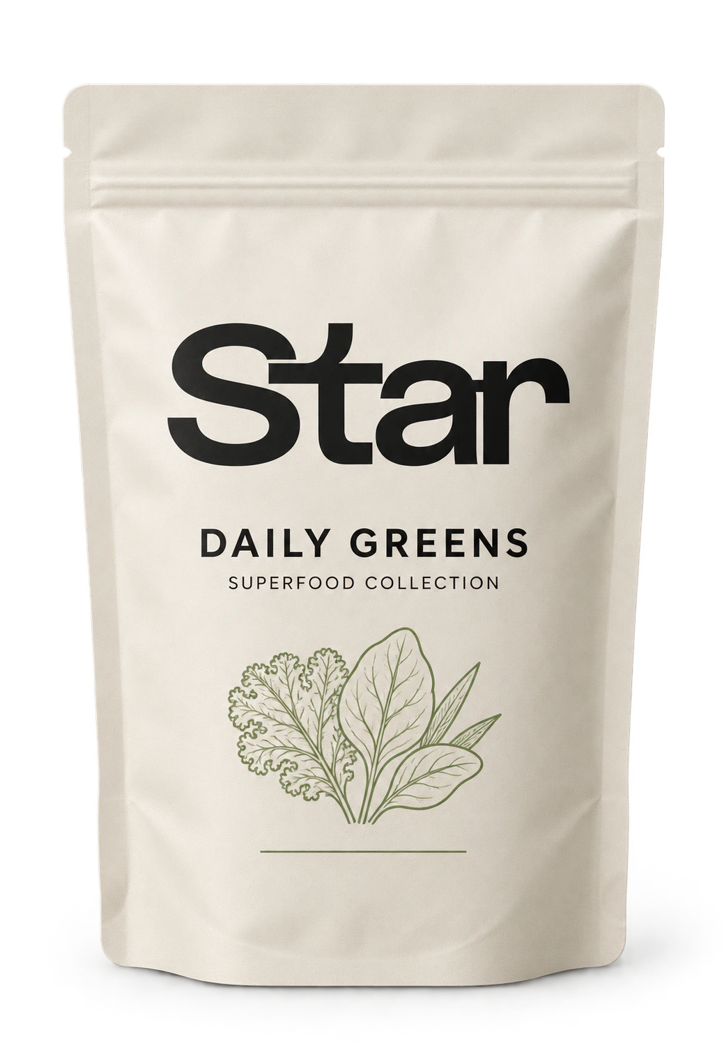 Star Daily Greens in a cream pouch